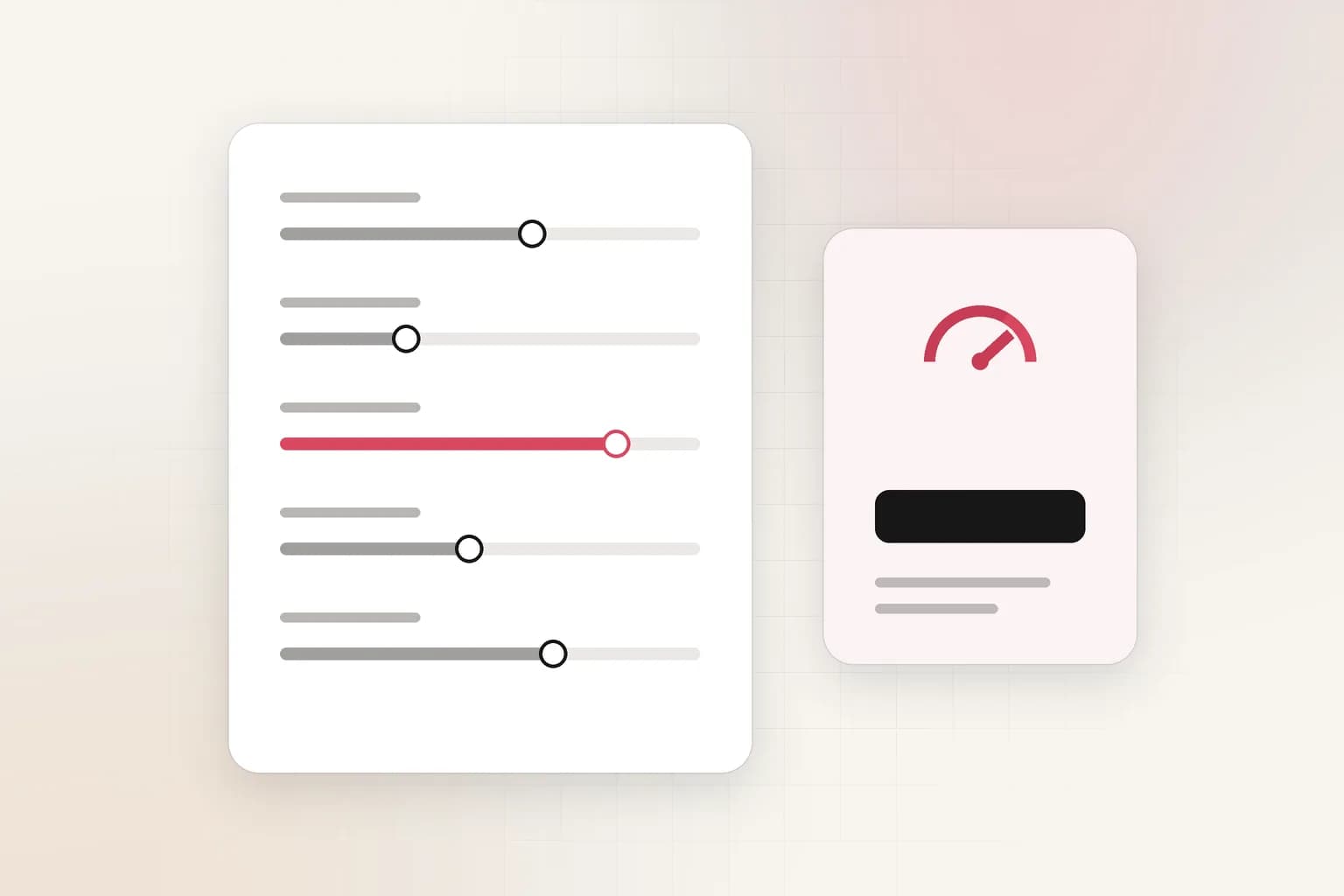 A calculator card with sliders and a bandwidth result card.